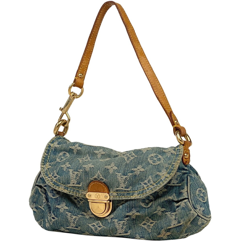 Louis Vuitton Pleaty Shoulder Bag Monogram Denim Blue